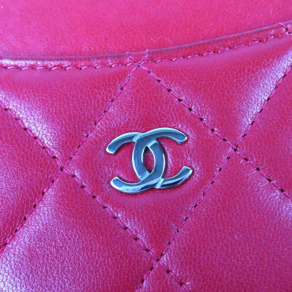 CHANEL Red Lambskin Leather Logo Wallet - Picture 7 of 11
